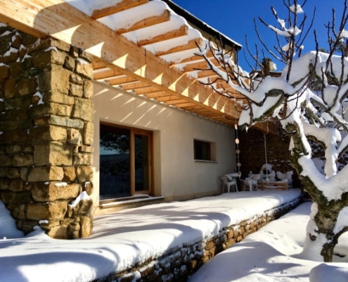 Vue de la terrasse couverte de neige